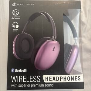 iConcepts Bluetooth Wireless Headphones Purple Black 10hr Playtime Swivel